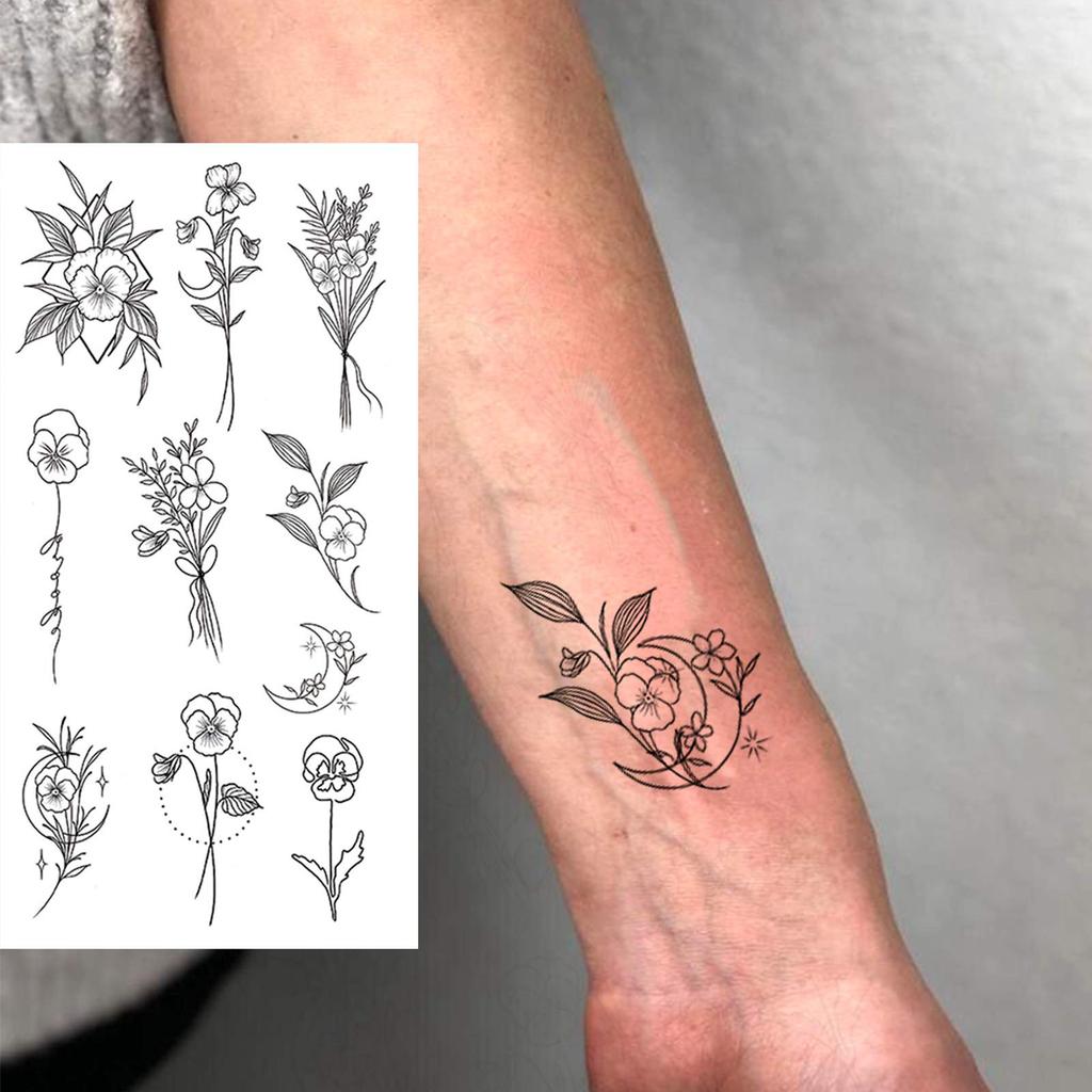 1 Sheet Black Butterfly Temporary Tattoos For Women Adults Fake Water Transfer Letter Tattoo Sticker Neck Hands