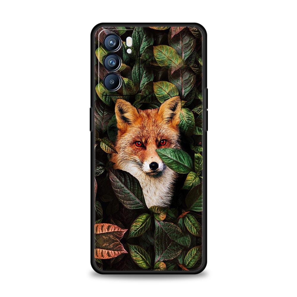 Милый подарочный мягкий чехол для телефона Red Fox для Oppo Find X5 A54 A53 A52 A9 2020 A15 A95 A16 A76 A74 A12 Reno7 SE Reno6 Pro 5G черный чехол