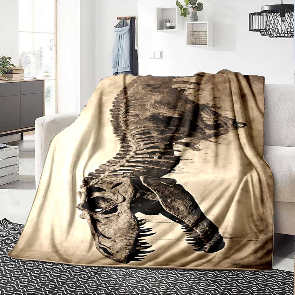 Dinosaur Fossil Display Cozy Blanket Soft Warm Cozy Perfect for Sofa Couch Office Bed Picnics for All Occasions Modern Style Unique Accessory Y3