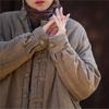 Johnature Женские винтажные зимние пальто в китайском стиле тай-дай на пуговицах со стойкой и длинными рукавами