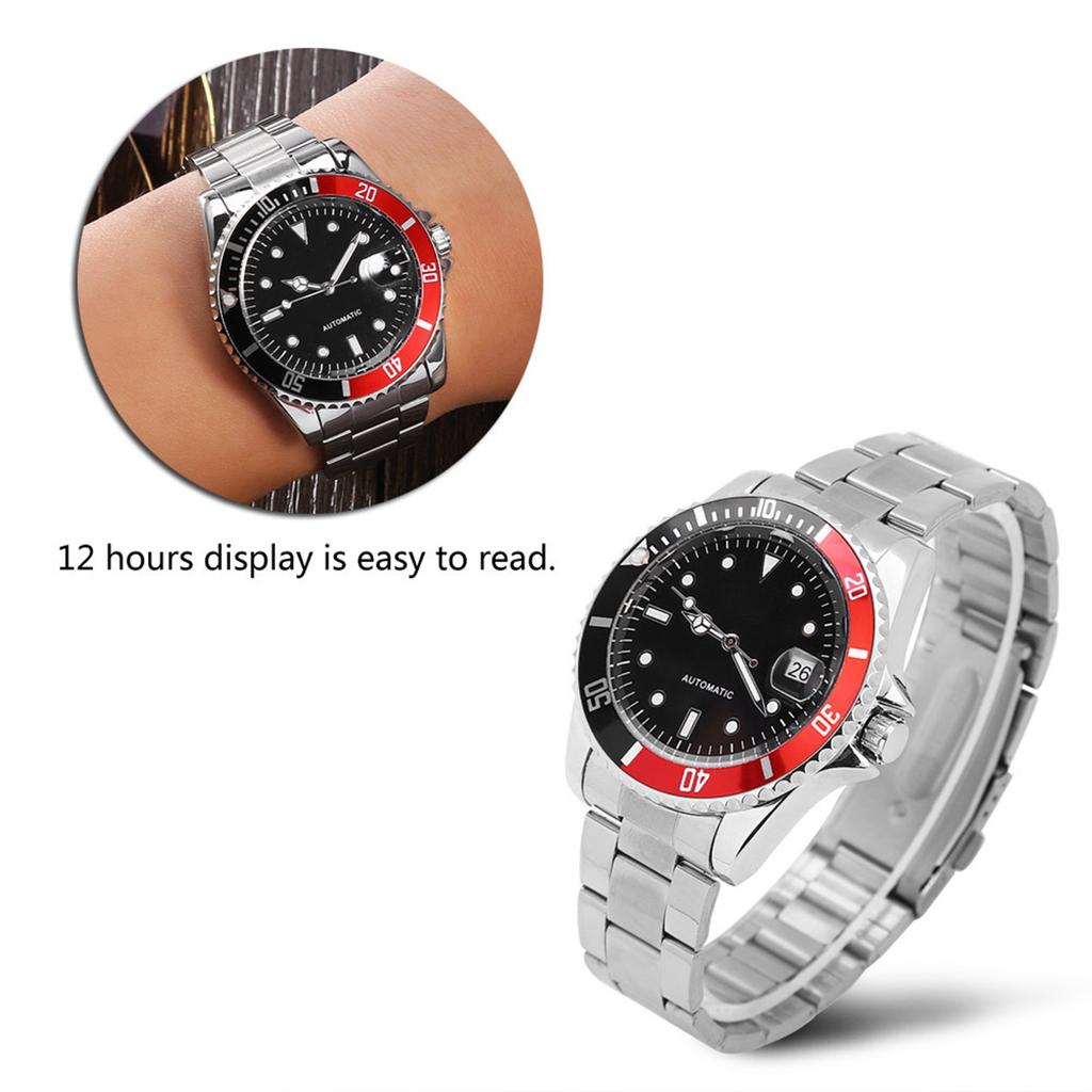 Winner Мужские автоматические механические часы с браслетом из нержавеющей стали наручные часы красного и черного цвета