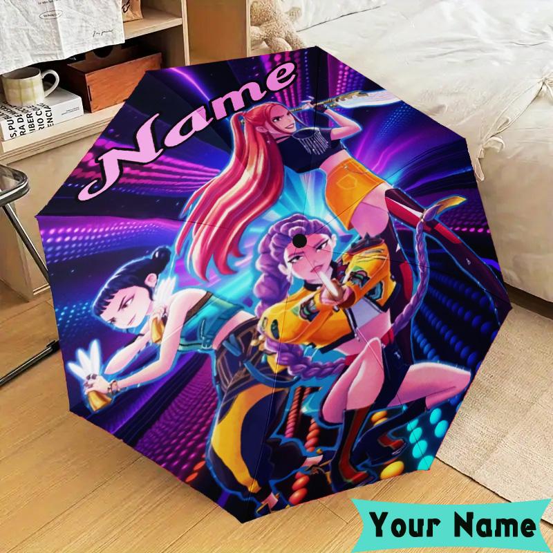 Custom Name KPop Cartoon Umbrella, Foldable Umbrella Suitable for Outdoor Shopping Travel Sports, Exquisite Gift for Family