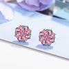 Cherry Blossom Simple Temperament Fashion Zirconia Sparkling Classic Stud Earrings for Women Dazzling Female Elegant Accessories Timeless Jewelry