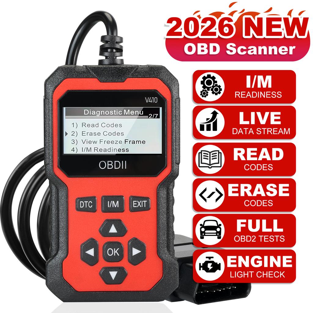 V410 Check Engine OBD2 Scanner Code Reader Fault Erase Error Codes Multi Languages Car Diagnostic Scan Tool