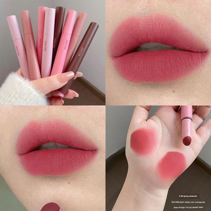 Pink Brown Two-Tone Joocyee Fermented Pink Mist Lipstick Pen Matte Finish Lipstick Lip Lacquer Retro Nude White