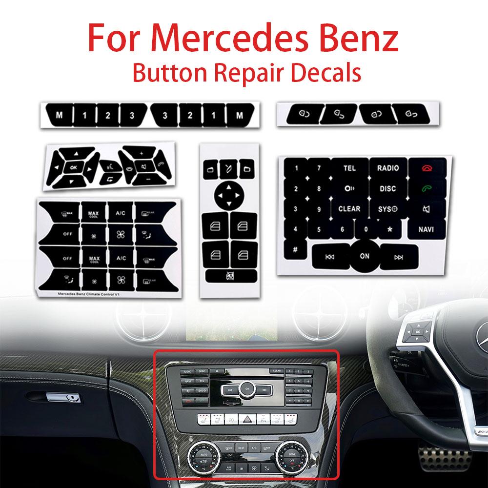 Наклейка для ремонта кнопок автомобиля, матовые черные наклейки для Mercedes Benz GLK350 C Class CLS C218 SLK W172 W204 W207 W212