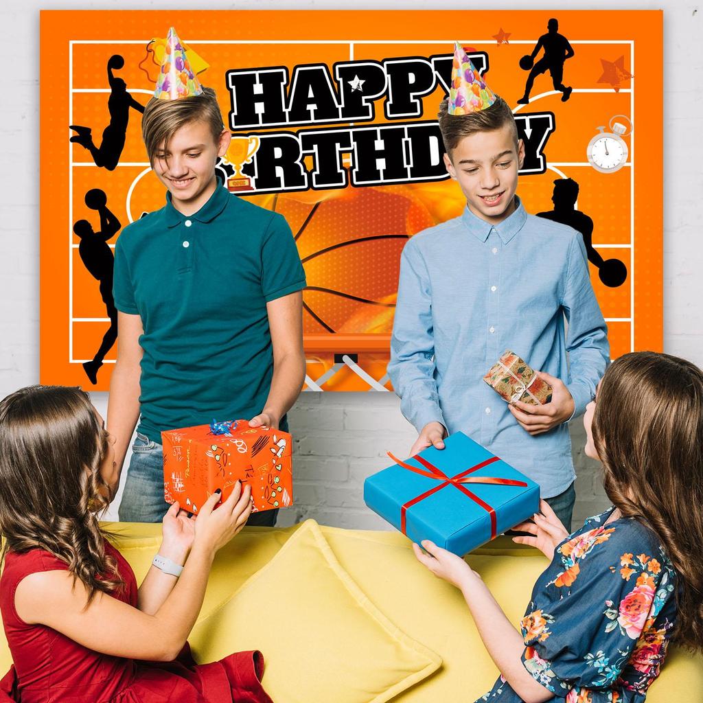 Basketball Backdrop, 71''x43'' Basketball Happy Birthday Backdrop, Basketball Birthday Backdrop & Basketball Party Backdrop