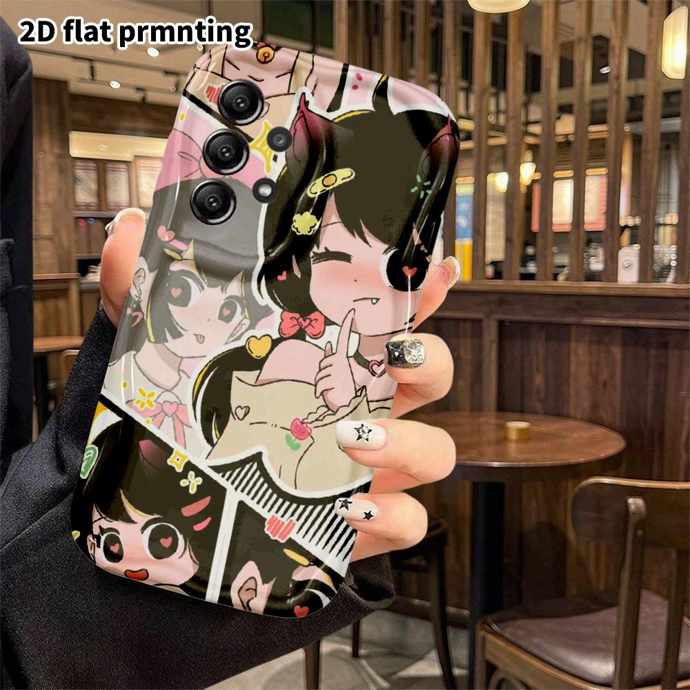 Phone case: 2D flat, suitable for Samsung Galaxy A34 A35 M05 M06 S20 S22 S21 FE Plus 5G, cat ear girl, perfect holiday gift for Christmas and Hallowee
