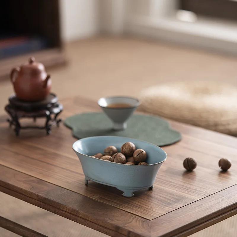 Ru Kiln Celadon Ceramic Vessel Zen Narcissus Pot Chinese Antique Sword Mountain Hydroponic Design