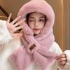 Зимний комплект из шапки и шарфа в корейском стиле с милыми ушками и плюшевым бархатом для женщин