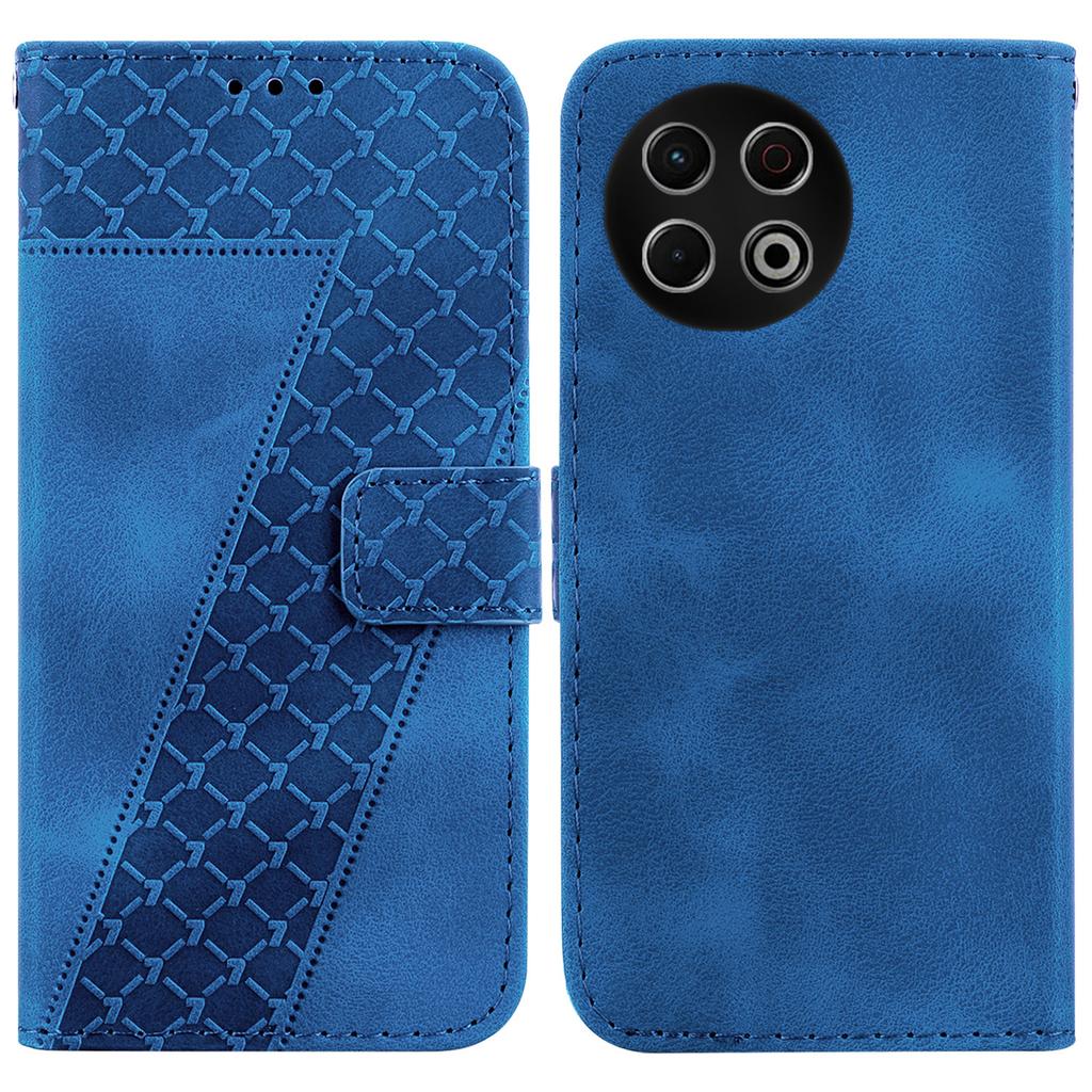 For TECNO Spark 30 Pro 4G Stand Case 7-Shaped Pattern Imprint Leather Phone Cover with Strap