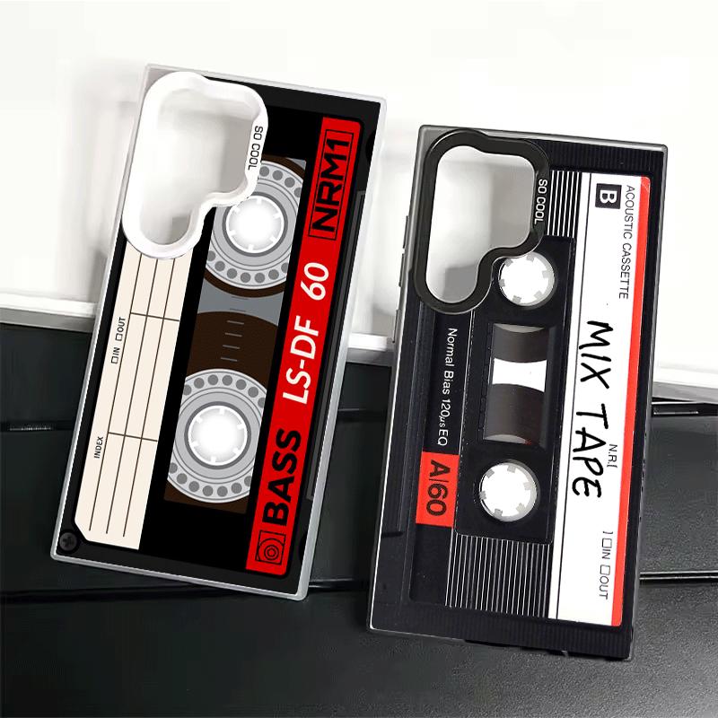 Vintage 90S Cassette Tape Pattern Soft Phone Case for Samsung Galaxy S24 S25 FE S26 Edge S23 Ultra S22 Plus S21 + Shockproof Cov