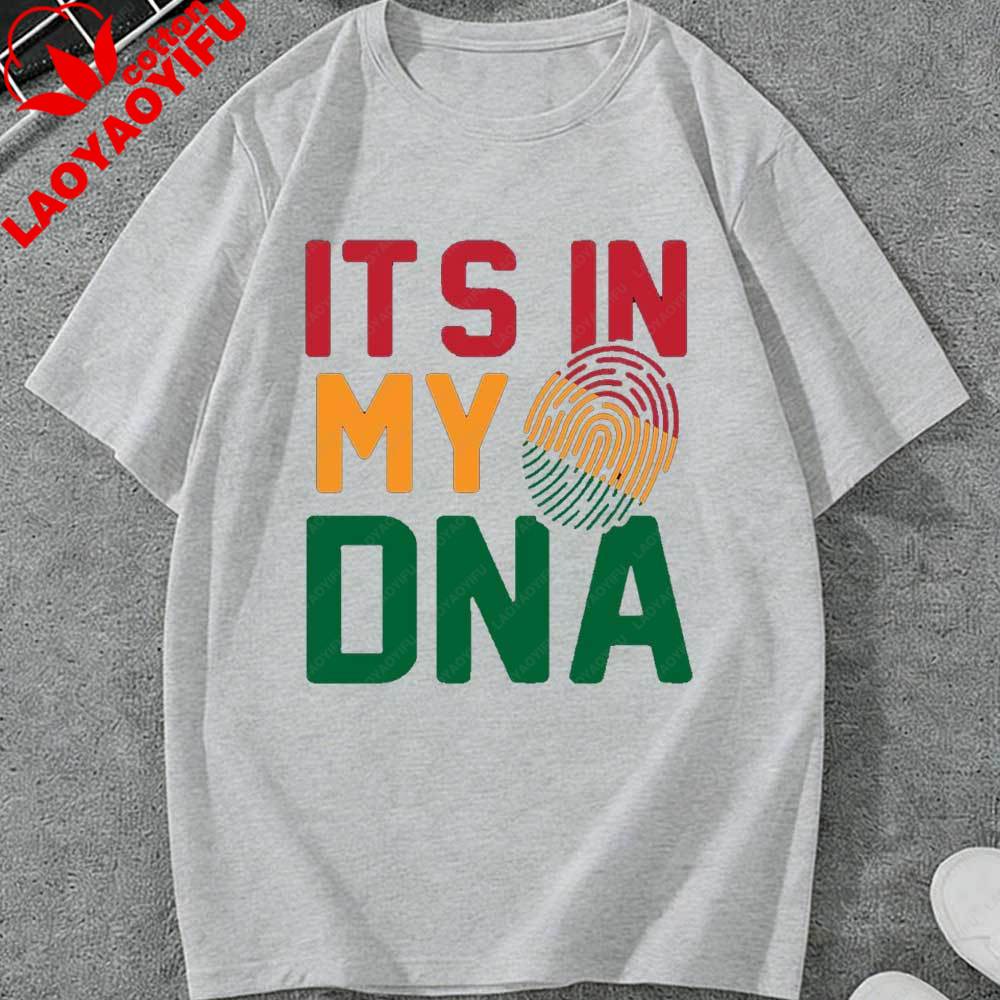 Футболка Juneteenth Its in My DNA для унисекс женщин, мужская, с африканским отпечатком пальца, с коротким рукавом, хлопковые топы для праздника Juneteenth