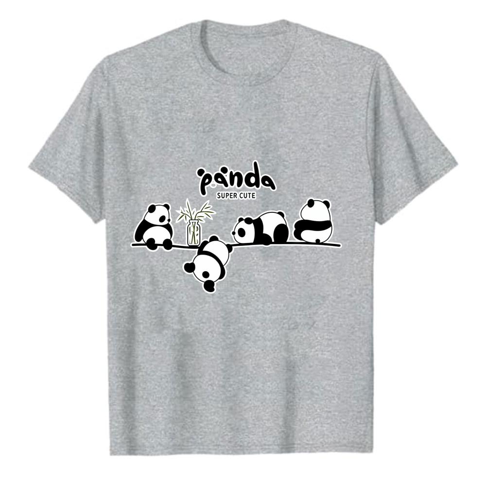 Panda TShirt Cute Pandas on Bamboo Super Cute Graphic Tee Panda Lover Kawaii Animal Shirt Short Sleeve Crew Neck Tops
