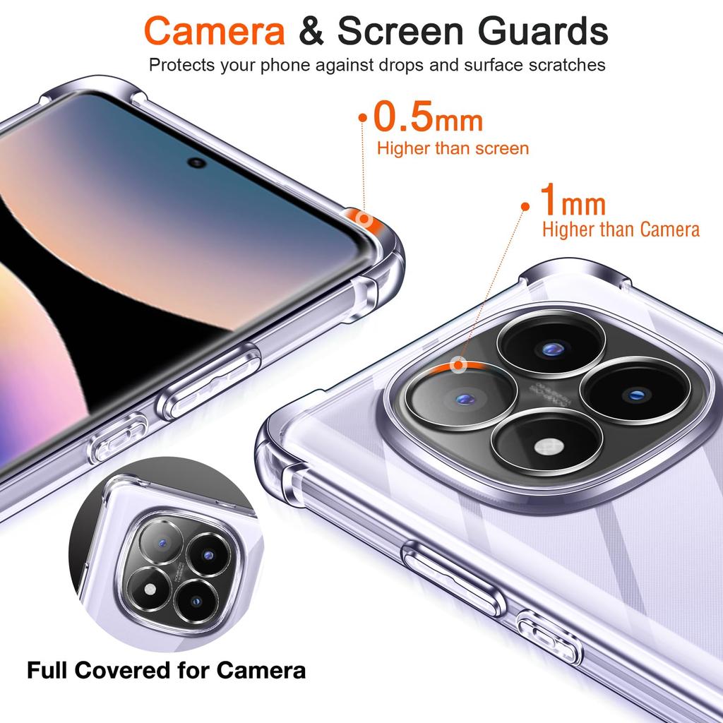 Case for Xiaomi 14T Pro Redmi Note 14 13 Pro Plus 4G 5G Poco C75  Transparent Shock with Soft Tpu Silicone Thin Anti-shock Case