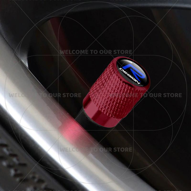 For Volvo R Design Emblem S90 V90 XC60 T8 V70 S60 V60 EX30 Moose 4Pcs Aluminum Car Tire Valve Caps Wheel Stem Air Dust Covers