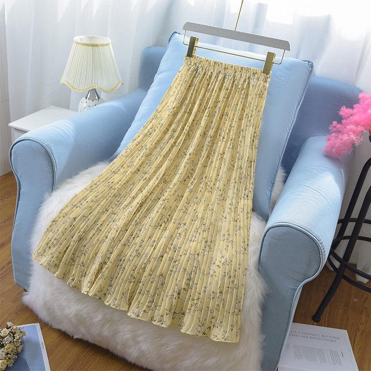 Сетчатая юбка с цветочным принтом, женская одежда, летняя элегантная винтажная юбка-миди на молнии с высокой талией, повседневная плиссированная юбка трапециевидной формы