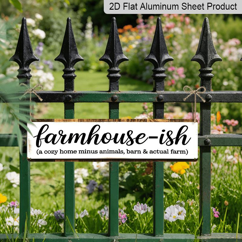 2D Flat 1pc, Farmhouse Aluminium Decorative Sign Family Wall Plaques Decorations Sign Farmhouse Entryway Rustic Plaques Art with Quotes for Home Cafe