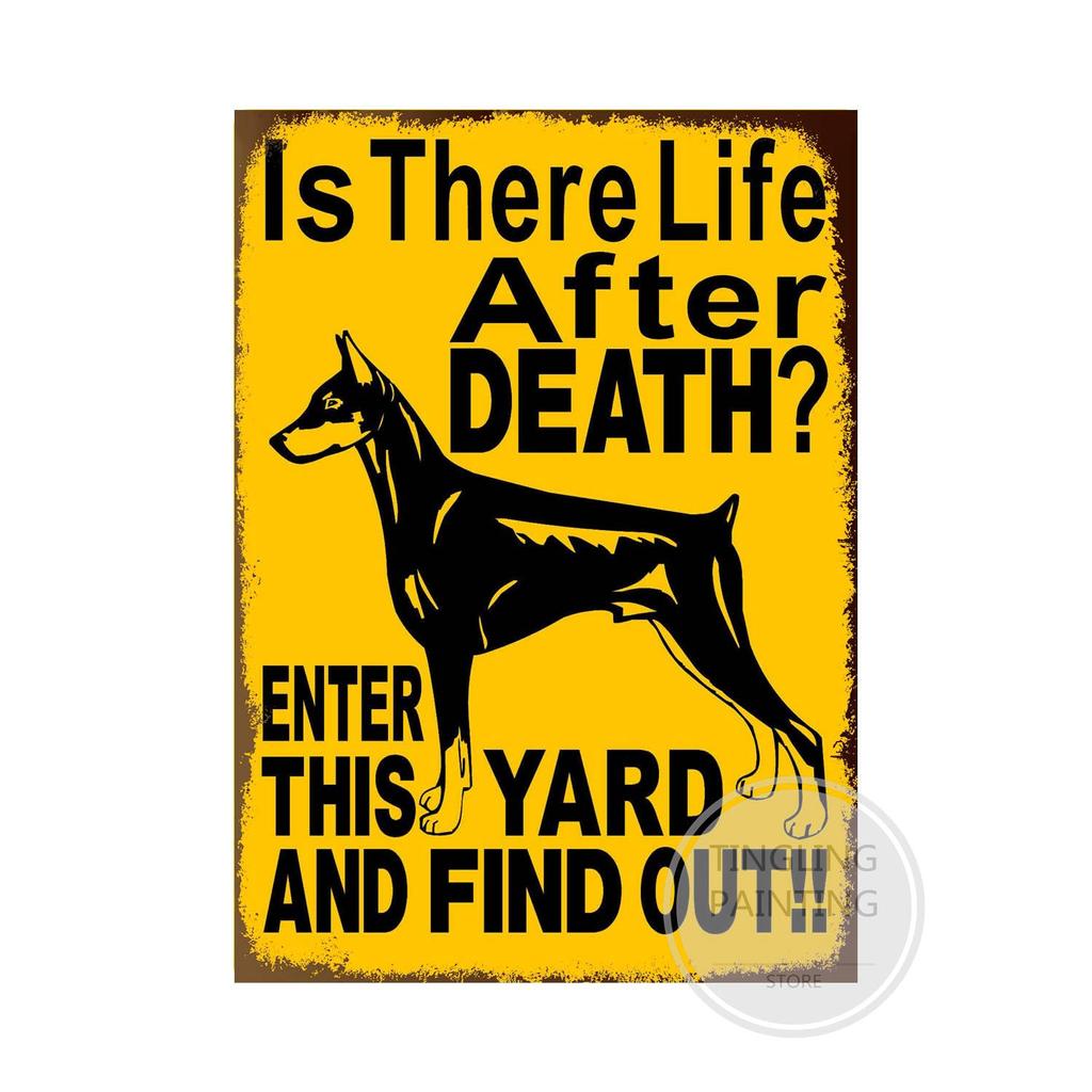 Предупреждающая собака металлические жестяные знаки винтажный плакат осторожно собака ретро жестяные пластины настенные наклейки для сада семейный дом дверь украшения