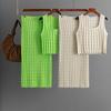 Fashion Suit Women's Summer Women's Sleeveless Vest Top Skirt Knitted Two-piece Set
