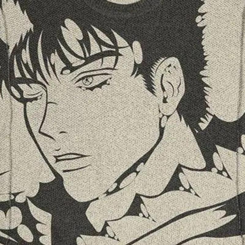 Европейский и американский свитер с круглым вырезом в стиле осени и зимы Y2K Street с рисунком из мультфильмов, свободный свитер с длинными рукавами для мужчин и женщин