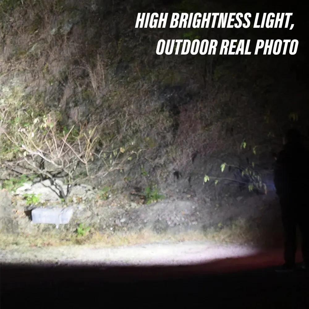 MINI Rechargeable LED Flashlight Camping Light with Side Lights, Built-in Battery, Outdoor Portable Emergency Light