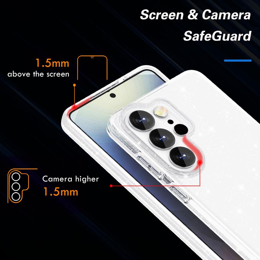 Чехол для Samsung Galaxy S26 Ultra Сверкающий Порошок Блестки Сияющий Мягкий ТПУ + Жесткая Поликарбонатная Задняя Крышка