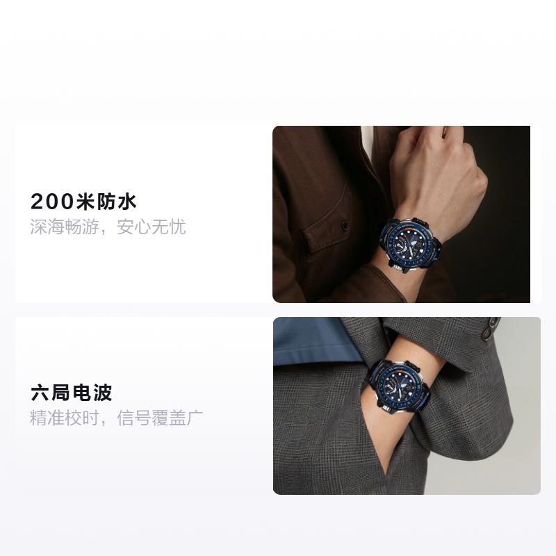 Casio MASTER OF G-SEA Серия 200 метров Водонепроницаемость Солнечный кварцевый механизм Ремешок из смолы Японские и корейские часы Мужские часы Синий циферблат GWN-Q1000-1APR