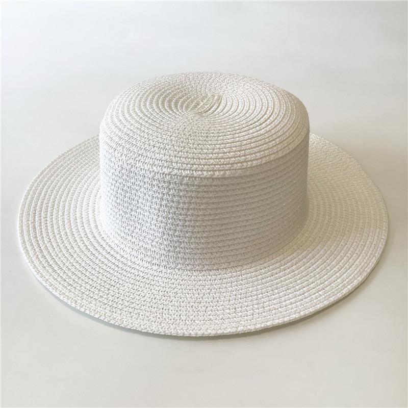 Summer simple straw hat versatile straw visor hat men's and women's fashion sun protection flat top top top hat seaside beach hat