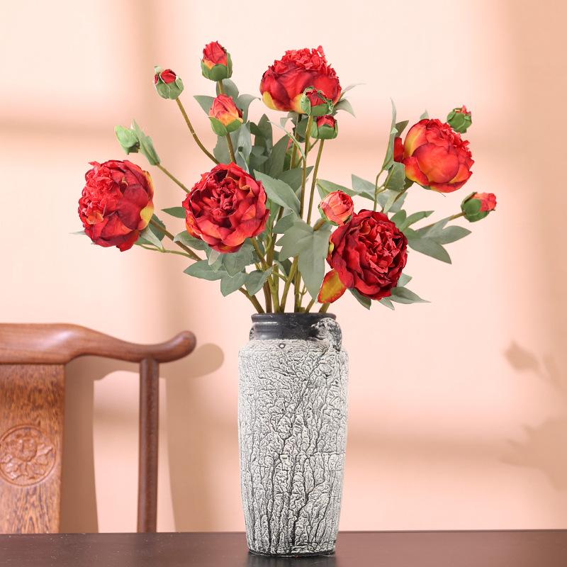 Высокое качество имитация 3 головки бутонов пиона шелковый дом гостиная обеденный стол свадебное украшение поддельный искусственный цветок