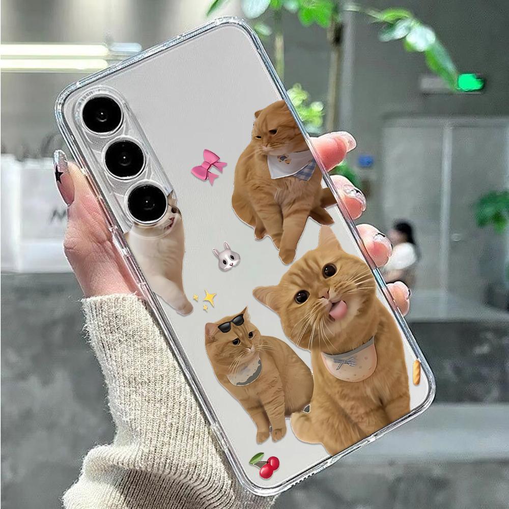 Чехол для телефона Samsung S20 Ultra S21 Plus S22 Plus S23 Plus S24 Note 20 M33 5G F23 5G Прозрачный Милый Котёнок Любовь Чехол