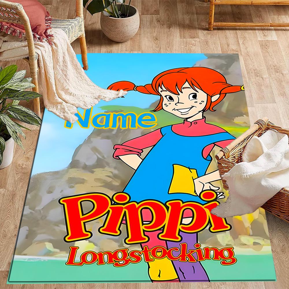 Pippi Monkey Friend. Customized Name Area Rug Suitable for Dormitory Hallway Playrooms Dining Room Anti-slip Rug Office home decor