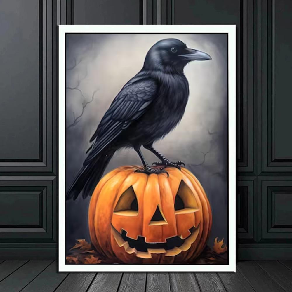 Dark Academy Art Wall Poster Victoria Crow Witch Ghost Halloween Background Decoration Gothic Image Printing Canvas Painting
