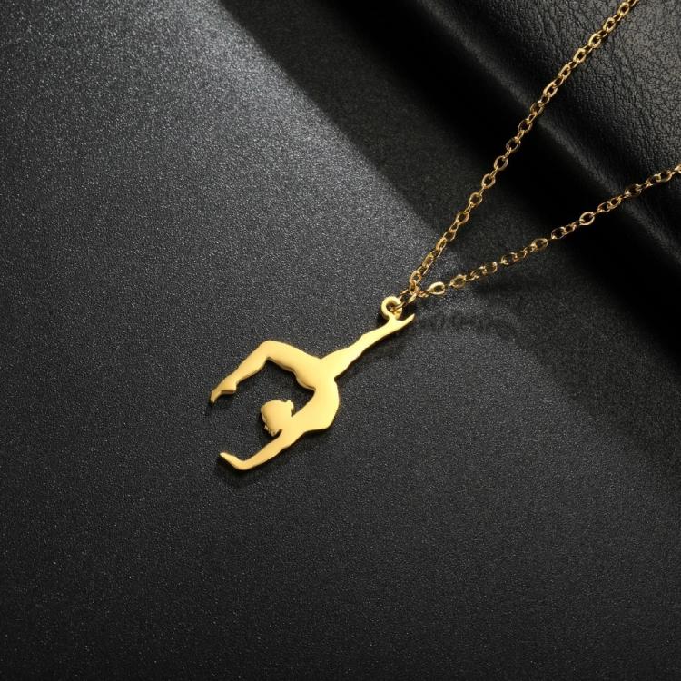 Высокополированное Нержавеющее Стальное Ожерелье для Женщин с Подвеской Гимнастка Ожерелье Аксессуар для Украшений Ежедневное Повседневное Использование