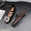 Temperament Rhinestone Silver Mary Jane Single Shoes Women's Shoes 2025 New Summer Flat Bottom with Skirt Gentle Evening Shoes