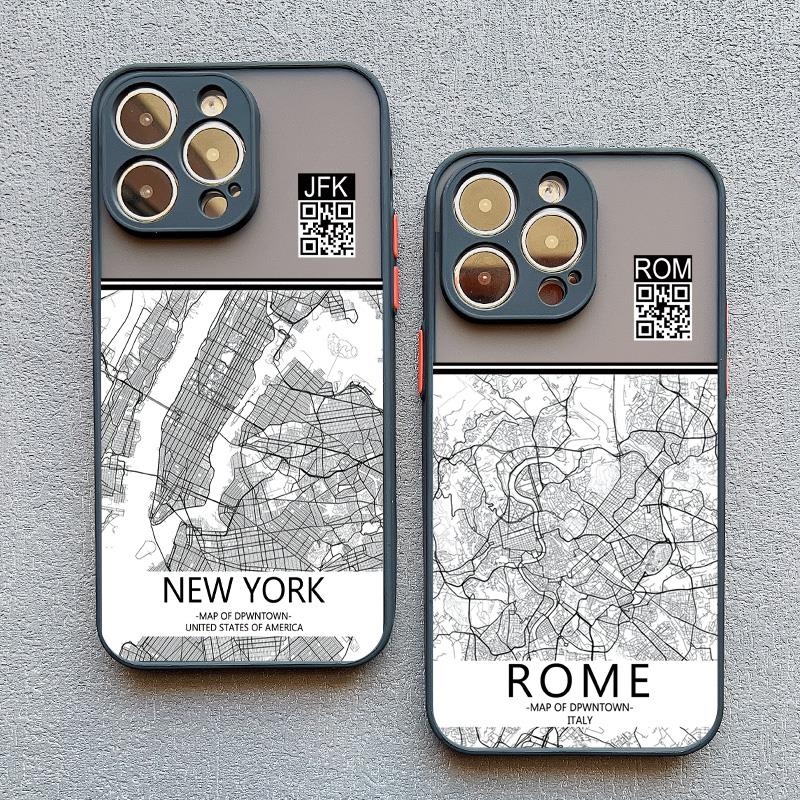 Чехол для телефона Ins Travel Country Sketch City Map для iPhone 8 7 Plus SE2 15 14 11 12 13 Pro Max Mini X XR XS Ударопрочный Funda Shell