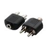 2pcs Home Video Accessories Black Y Splitter 3.5mm To 2 RCA Female Male Converter Audio Adapter