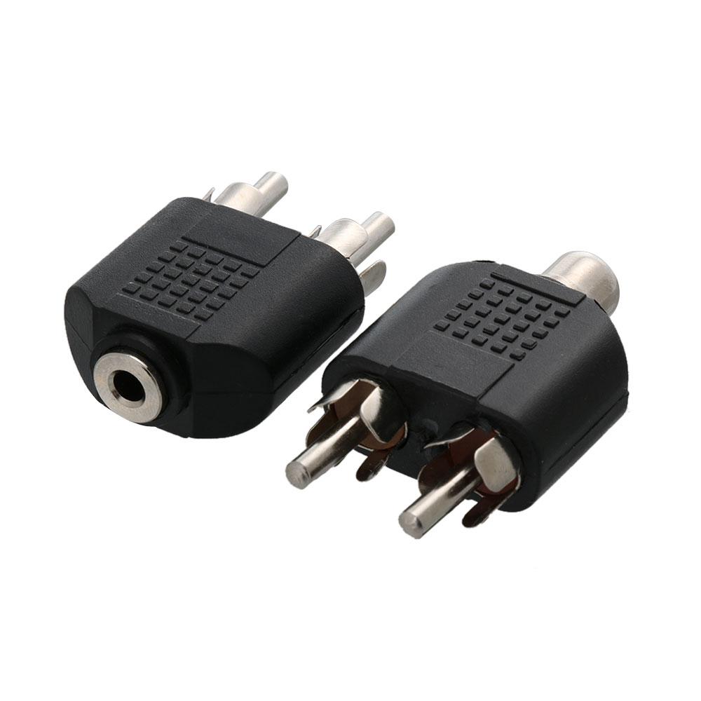 2pcs Home Video Accessories Black Y Splitter 3.5mm To 2 RCA Female Male Converter Audio Adapter