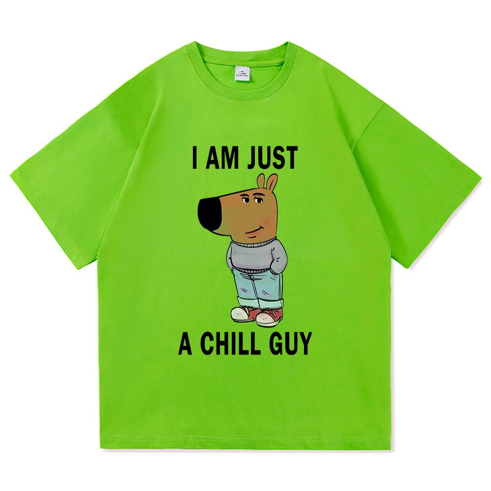 Я просто расслабленный парень Футболки Летняя мода Мужская/Женская Эстетичная Смешная Милая Футболка Высокое качество Мультяшная Винтажная Хлопковая Футболка