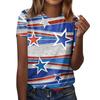 Women's Fashion Casual Independence Day Printed Round Neck Short Sleeve T-Shirt Top