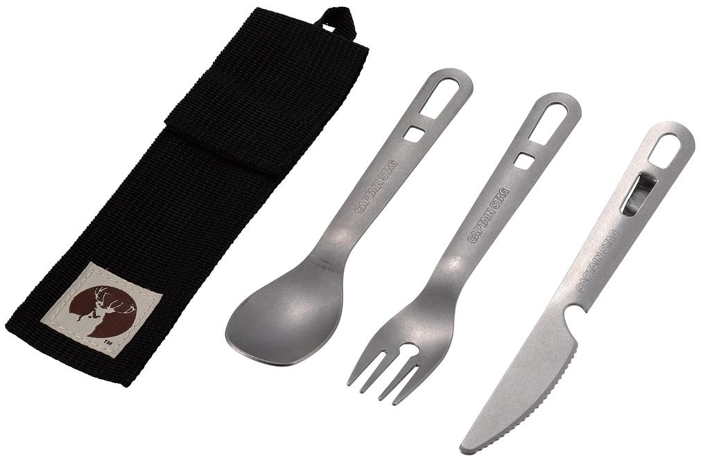 Captain Stag Spoon Cutlery Case Stainless Made In Knife, Fork, Set, 3-piece Set, Included, Steel, Japan, Tsubame-Sanjo, UH-3037