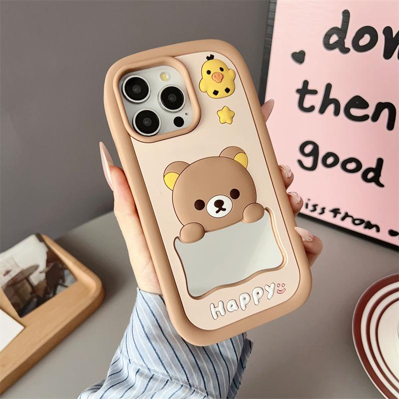 Мультяшное зеркало для iPhone 14/13, 12/11, Apple 16/15 PROMAX, чехол для мобильного телефона, противоударный