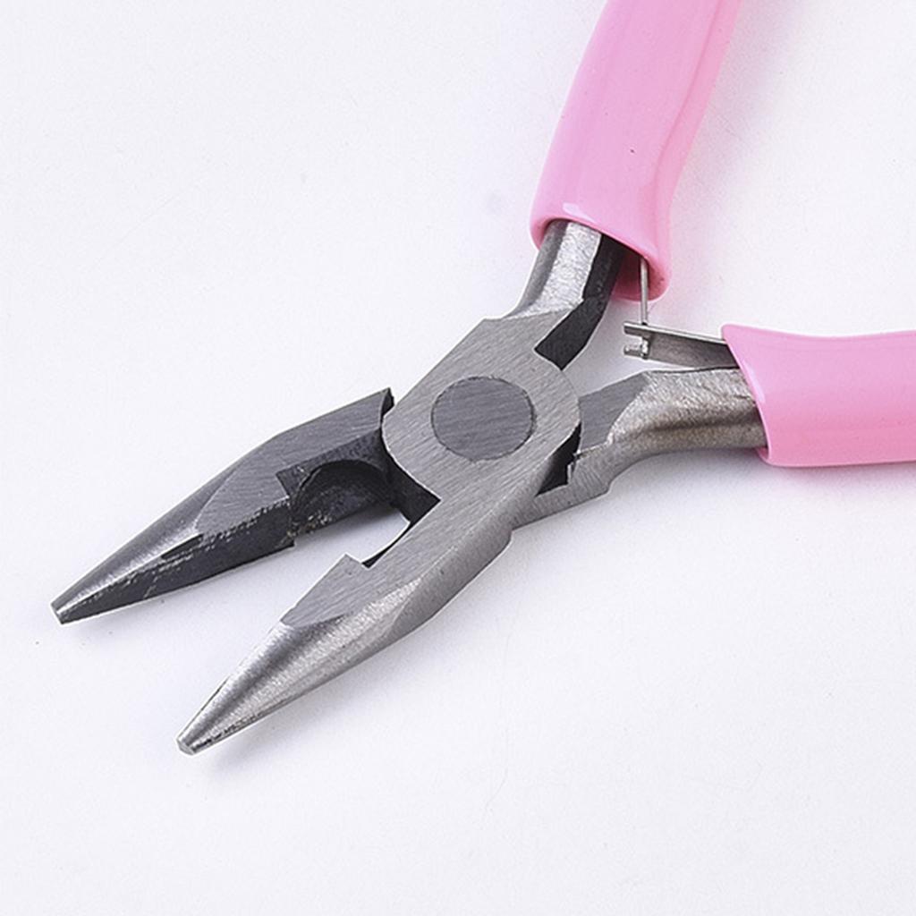 3Pcs Pliers Set Pink Handle Carbon Steel Round Nose Pliers Shear Pliers Side Cutting Pliers DIY Jewelry Making Tools