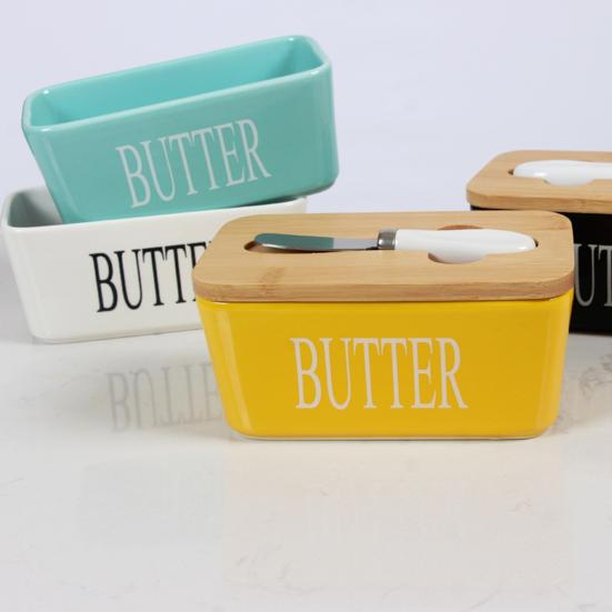 Yousheng Ceramic Butter Dish with Lid Multipurpose Knife Large Capacity Butter Keeper for Countertop Easy To Clean Butter Container Kitchen Gift