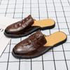 New Men Half Slippers Penny Loafers Male Casual Alligator Pattern Black Brown Mules Moccasins Breathable Driving Shoes