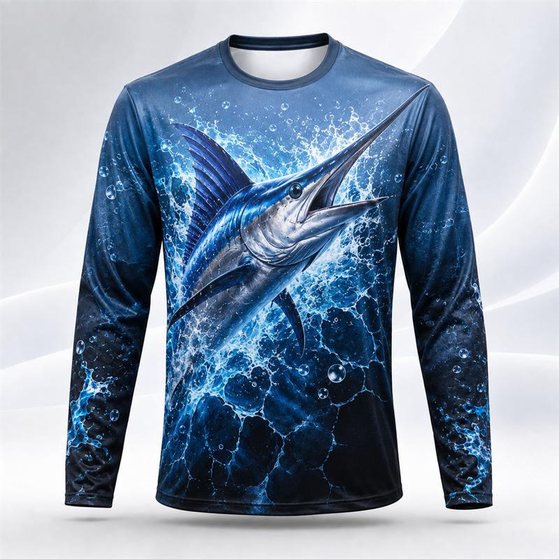 Whale Shark Ocean Pattern Men Long Sleeve Crew Neck T Shirt 3d Print Animal Graphic Top Casual Tee For Ocean Lovers Daily Street