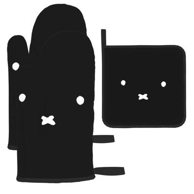 Стильная и милая кастрюля Миффи для духовки и кухни, можно использовать как левой, так и правой рукой, набор из 2 термостойких прихваток/рукавиц для духовки, рукавицы, противоскользящие, защищающие от ожогов,
