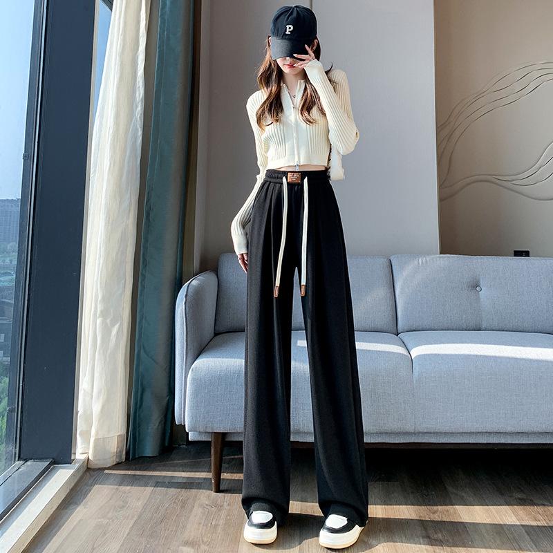 Autumn Women's High-Waisted Flowy Wide-Leg Knit Pants