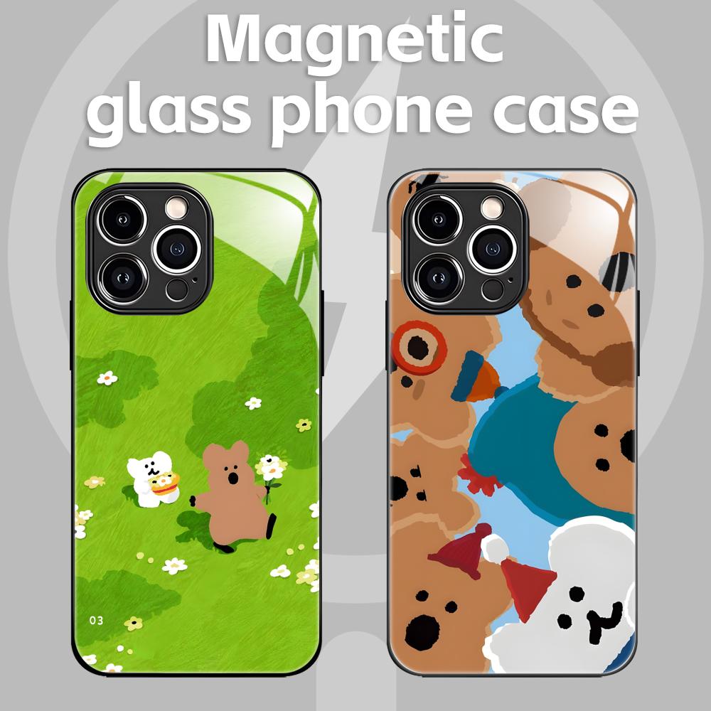 Cute D-Dinotaeng Phone Case For iPhone17 16 15 14 13 12 11 X XR XS 8 Plus Mini Pro Max Glass Magnetic Case
