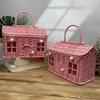 With Handle Rattan Picnic Basket House Shaped Clutter Organizer Desktop Organizer  Picnic Supplies